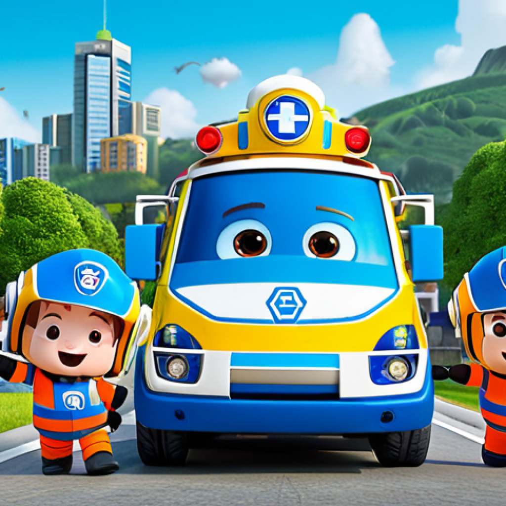 로보카폴리 OST 가사 - Robocar Poli Opening Theme**

"A cheerful and energetic scene depicting Robocar Poli and his team, f...