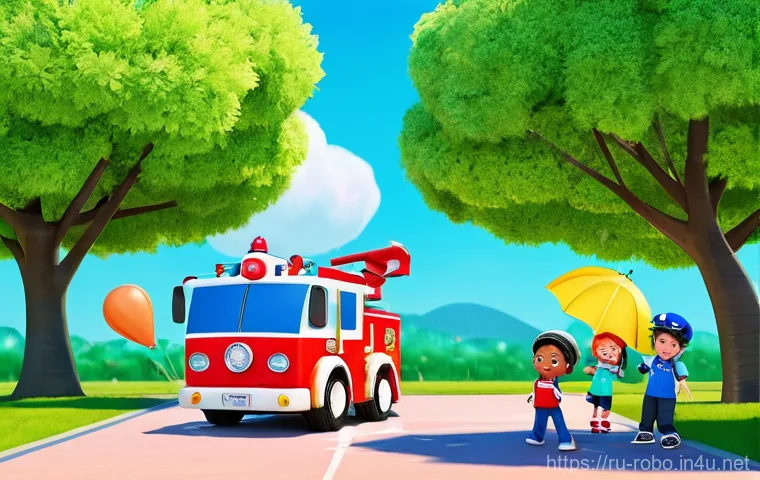 로보카폴리와 어린이 안전 교육 - **Prompt 2: Amber Demonstrates Home Electrical Safety**
    An animated image set in a cozy, brightl...