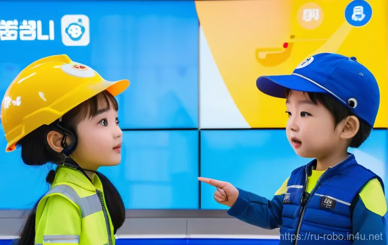 로보카폴리와 글로벌 반응 - A brightly lit, clean playroom with two children (a boy and a girl, approximately 6-8 years old, ful...