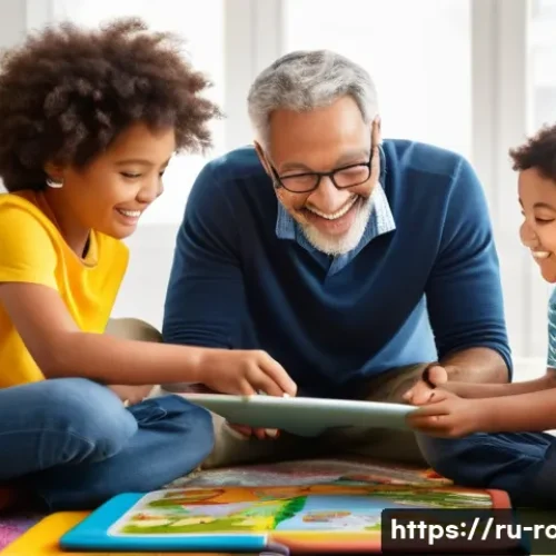 Home 32 로보카폴리와 키즈 교육 프로그램 - **Prompt:** A cozy and brightly lit living room in a modern home, featuring a diverse group of two c...