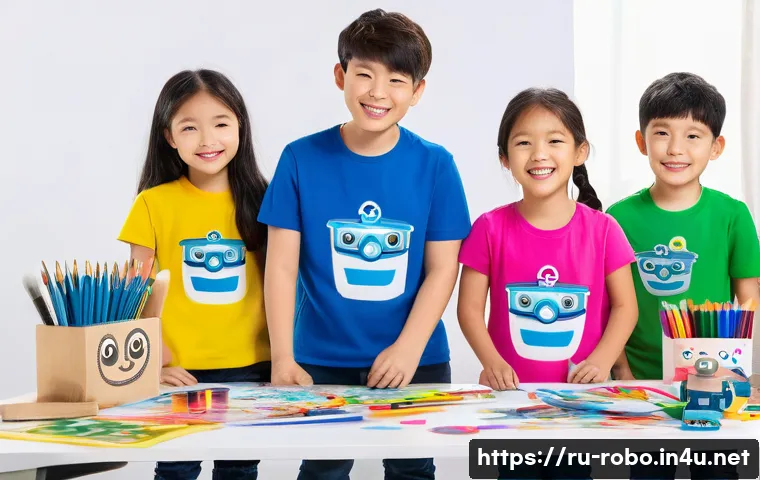 로보카폴리 팬클럽 활동 - A lively children&rsquo;s creative workshop themed around Robocar Poli, featuring kids wearing colorful ca...