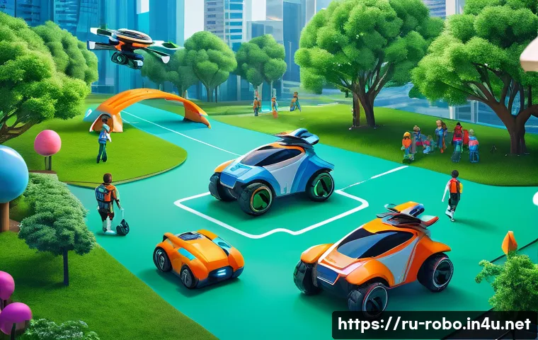 로보카폴리 시즌5 출시 정보 - A vibrant and detailed scene featuring a futuristic rescue team composed of colorful robotic vehicle...