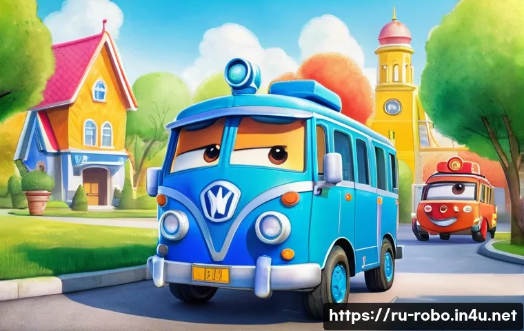 로보카폴리 팬아트 제작 과정 - A vibrant traditional fan art scene featuring the characters from Robocar Poli, drawn with watercolo...