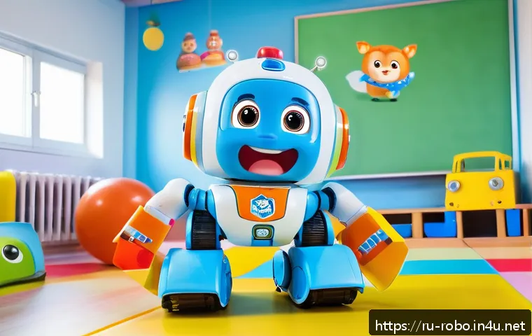 로보카폴리의 새로운 프로젝트 - A cheerful preschool-aged child wearing a colorful diaper, playing an interactive educational game o...